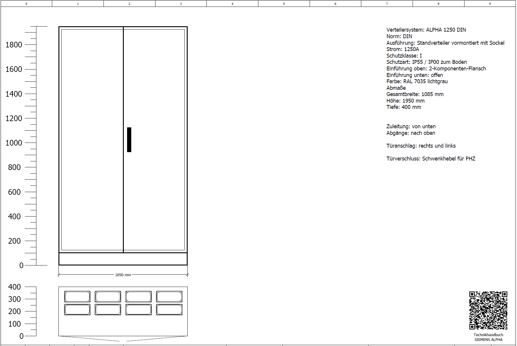 Messwandlerschrank 1000 A – Komplettschrank (inkl. APZ-Feld)