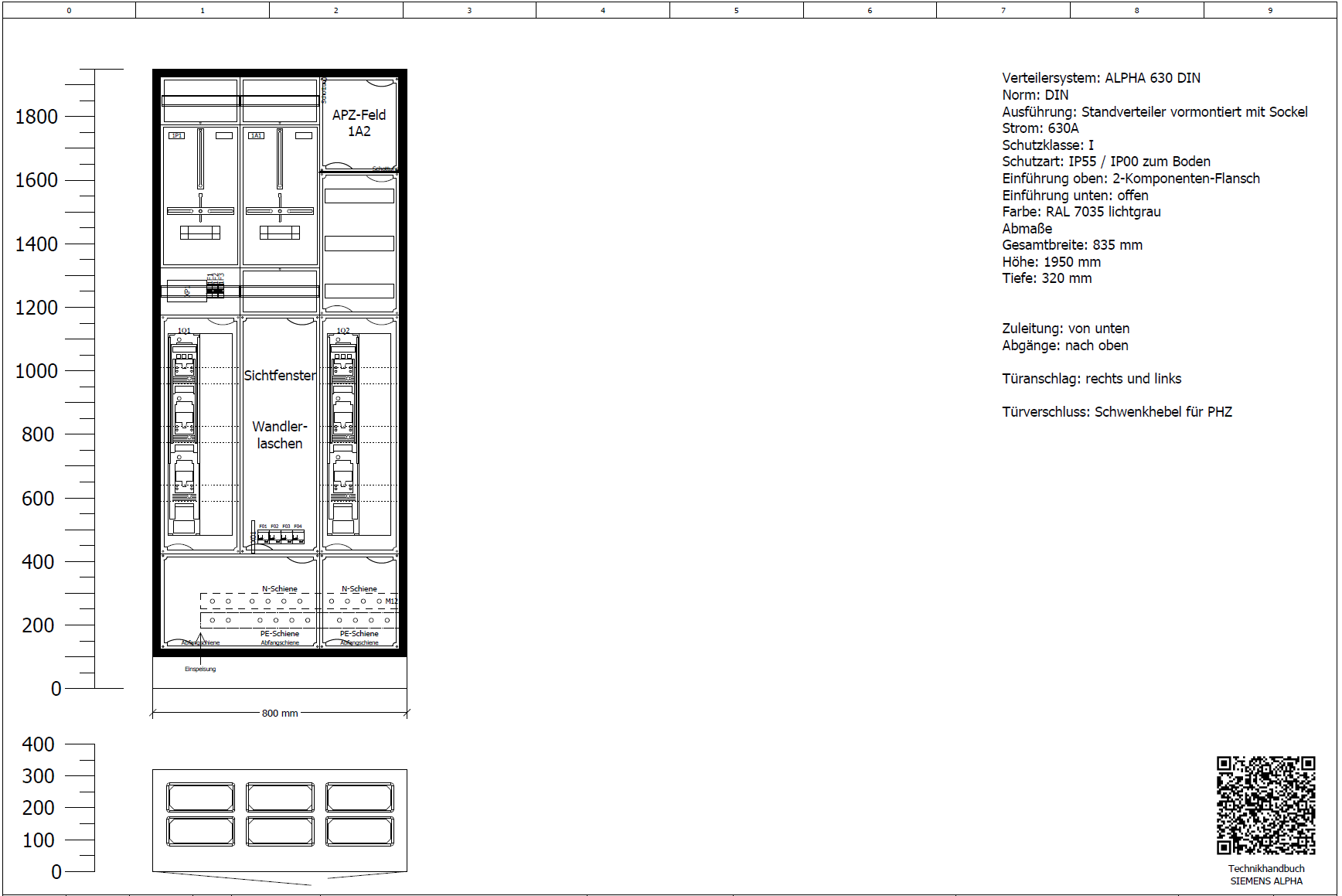 Messwandlerschrank 630 A – Komplettschrank (inkl. APZ-Feld)